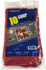 PRO-SOURCE - 14 Inch Long x 15 Inch Wide Virgin Cotton Shop Towel - Red, Ling Free, 10 Sheets per Pack, Bag - Benchmark Tooling