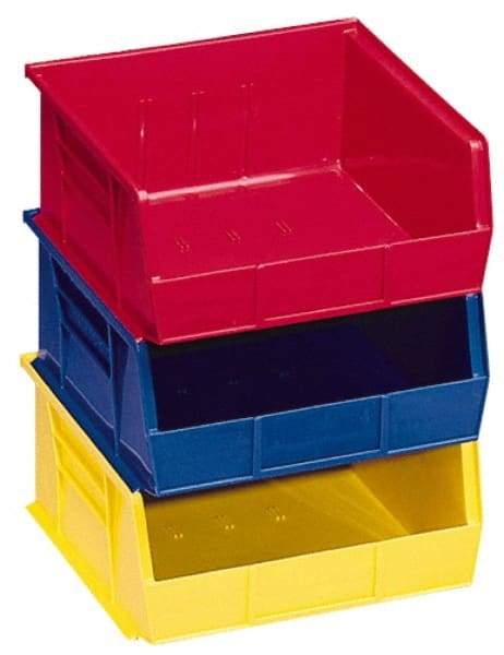 Akro-Mils - 75 Lb. Load Capacity, 18" Deep, Yellow Polymer Hopper Stacking Bin - 11" High x 16-1/2" Wide x 18" Long - Benchmark Tooling