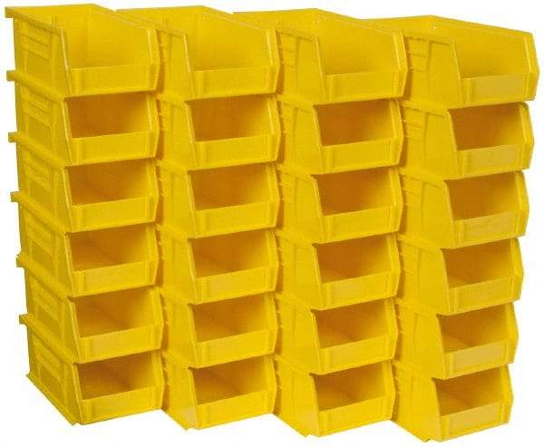 Akro-Mils - 10 Lb. Load Capacity, 7-3/8" Deep, Yellow Polymer Hopper Stacking Bin - 3" High x 4-1/8" Wide x 7-3/8" Long - Benchmark Tooling