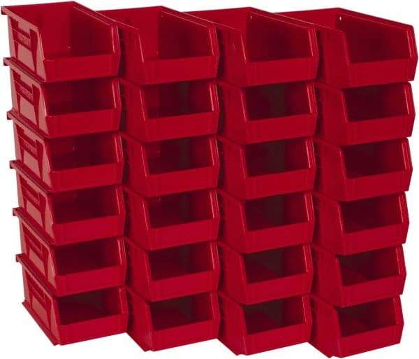 Akro-Mils - 10 Lb. Load Capacity, 7-3/8" Deep, Red Polymer Hopper Stacking Bin - 3" High x 4-1/8" Wide x 7-3/8" Long - Benchmark Tooling