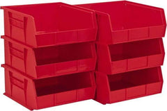 Akro-Mils - 50 Lb. Load Capacity, 10-7/8" Deep, Red Polymer Hopper Stacking Bin - 5" High x 11" Wide x 10-7/8" Long - Benchmark Tooling