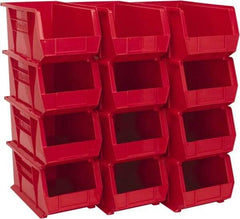 Akro-Mils - 60 Lb. Load Capacity, 14-3/4" Deep, Red Polymer Hopper Stacking Bin - 7" High x 8-1/4" Wide x 14-3/4" Long - Benchmark Tooling