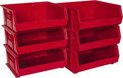 Akro-Mils - 75 Lb. Load Capacity, 14-3/4" Deep, Red Polymer Hopper Stacking Bin - 7" High x 16-1/2" Wide x 14-3/4" Long - Benchmark Tooling