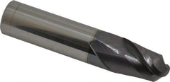 Accupro - 5/8" Diam, 7/8" LOC, 2 Flute Solid Carbide Ball End Mill - AlTiN Finish, Single End, 3" OAL, 5/8" Shank Diam, Spiral Flute - Benchmark Tooling