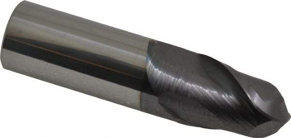 Accupro - 3/4" Diam, 1" LOC, 2 Flute Solid Carbide Ball End Mill - AlTiN Finish, Single End, 3" OAL, 3/4" Shank Diam, Spiral Flute - Benchmark Tooling