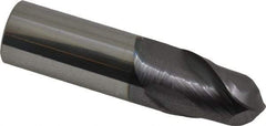 Accupro - 3/4" Diam, 1" LOC, 2 Flute Solid Carbide Ball End Mill - AlTiN Finish, Single End, 3" OAL, 3/4" Shank Diam, Spiral Flute - Benchmark Tooling