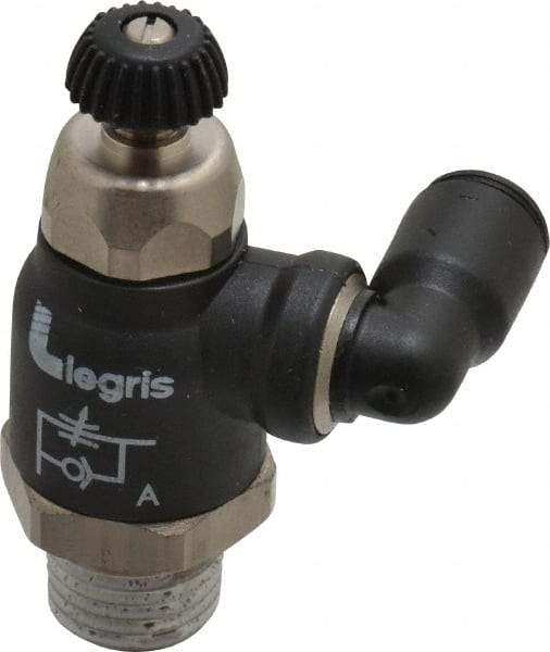 Legris - 1/4" Tube OD x 1/4" Male NPT Compact Swivel Outlet Flow Control Regulator - 0 to 145 psi & Nylon Material - Benchmark Tooling