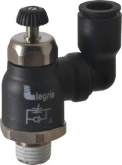 Legris - 3/8" Tube OD x 1/4" Male NPT Compact Swivel Outlet Flow Control Regulator - 0 to 145 psi & Nylon Material - Benchmark Tooling