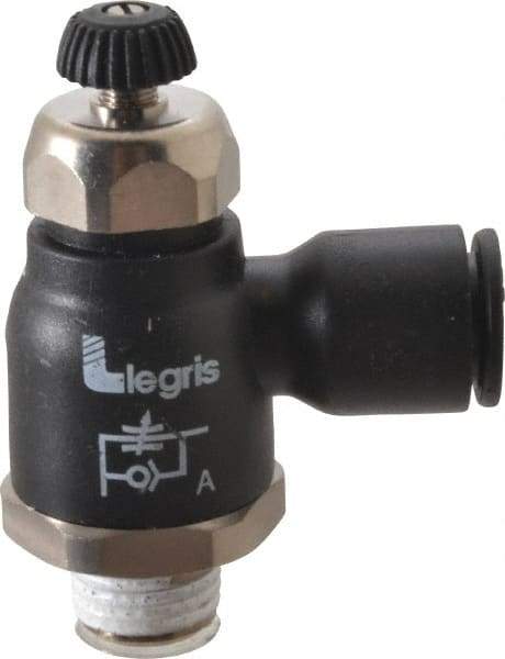 Legris - 10mm Tube OD x 1/4 Male BSPT Compact Meter Out Flow Control Valve - 14.5 to 145 psi, Nylon - Benchmark Tooling