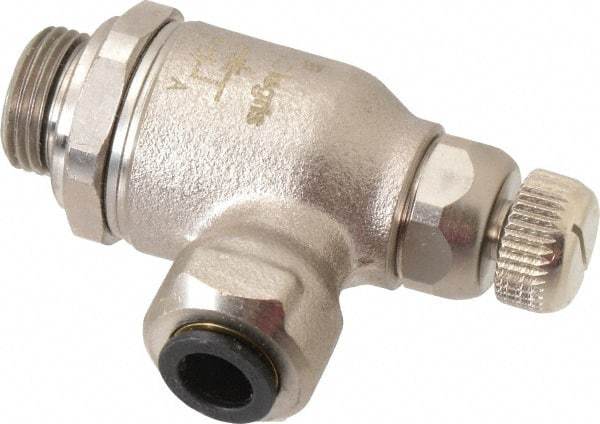 Legris - 8mm Tube OD x 3/8" BSPP Metal Flow Control Regulator - 0 to 145 psi, Buna Nitrile O-Ring & Treated Brass Material - Benchmark Tooling