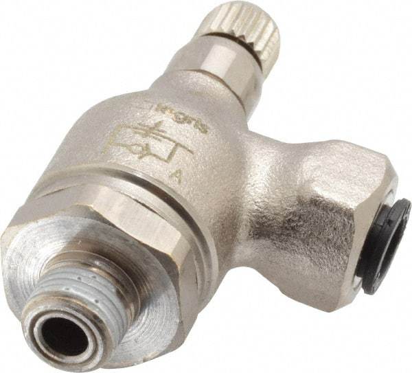 Legris - 1/4" Tube OD x 1/8" NPT Metal Flow Control Regulator - 0 to 145 psi & Treated Brass Material - Benchmark Tooling