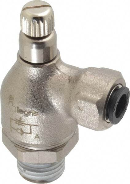 Legris - 1/4" Tube OD x 1/4" NPT Metal Flow Control Regulator - 0 to 145 psi & Treated Brass Material - Benchmark Tooling