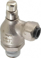 Legris - 1/4" Tube OD x 1/4" NPT Metal Flow Control Regulator - 0 to 145 psi & Treated Brass Material - Benchmark Tooling