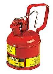 Justrite - 1 Qt Steel Type I Safety Can - 8-1/4" High x 4-3/8" Diam, Red - Benchmark Tooling