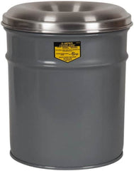 Justrite - 30 Gallon Fire Resistant Steel Drum - 19-1/4 Inch Outside Diameter, 29 Inch High, UL Standards - Benchmark Tooling