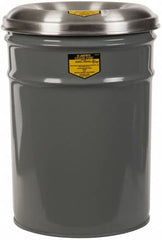 Justrite - 6 Gallon Complete Unit Fire Resistant Steel Drum and Aluminum Head - 12-1/8 Inch Outside Diameter, 5 Inch Opening Diameter, 16-3/4 Inch High, FM and UL Standards - Benchmark Tooling