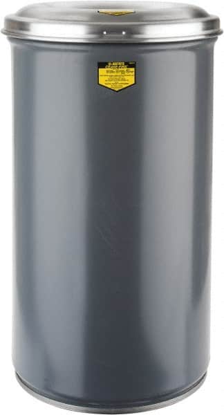 Justrite - 15 Gallon Complete Unit Fire Resistant Steel Drum and Aluminum Head - 15-1/8 Inch Outside Diameter, 5-1/4 Inch Opening Diameter, 25-3/4 Inch High, FM and UL Standards - Benchmark Tooling