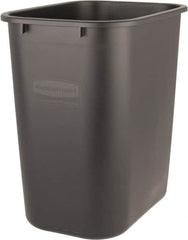 Rubbermaid - 28 Qt Black Rectangle Trash Can - Polyethylene, 15" High x 14-3/8" Long x 10-1/4" Wide - Benchmark Tooling