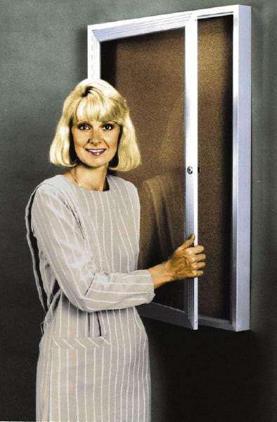 Ghent - 48" Wide x 36" High Enclosed Cork Bulletin Board - Tan - Benchmark Tooling