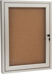 Ghent - 18" Wide x 24" High Enclosed Cork Bulletin Board - Tan - Benchmark Tooling