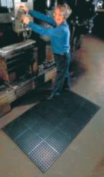 Wearwell - 4' Long x 3' Wide x 7/8" Thick, Anti-Fatigue Modular Matting Tiles - Black, For Dry & Wet Areas, Series 477 - Benchmark Tooling
