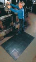 Wearwell - 4' Long x 3' Wide x 7/8" Thick, Anti-Fatigue Modular Matting Tiles - Black, For Dry & Wet Areas, Series 477 - Benchmark Tooling