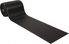 Wearwell - 60' Long x 2' Wide, Dry Environment, Anti-Fatigue Matting - Black, Vinyl with Vinyl Sponge Base, Rounded on 4 Sides - Benchmark Tooling