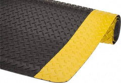 Wearwell - 5' Long x 3' Wide, Dry Environment, Anti-Fatigue Matting - Black with Yellow Borders, Vinyl with Nitrile Blend Base, Beveled on 4 Sides - Benchmark Tooling