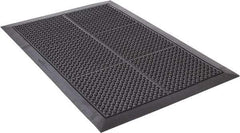 Wearwell - 3' Long x 2' Wide, Dry Environment, Anti-Fatigue Matting - Black, Natural Rubber with Rubber Base, Beveled on 4 Sides - Benchmark Tooling