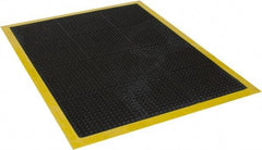 Wearwell - 4' Long x 3' Wide, Dry Environment, Anti-Fatigue Matting - Black with Yellow Borders, Natural Rubber with Rubber Base, Beveled on 4 Sides - Benchmark Tooling