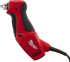 Milwaukee Tool - 3/8" Keyed Chuck, 1,300 RPM, Angled Handle Electric Drill - 3.5 Amps, 120 Volts, Reversible, Includes Chuck Key with Holder - Benchmark Tooling