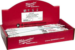 Milwaukee Tool - 9" Long x 1" Thick, Bi-Metal Reciprocating Saw Blade - Straight Profile, 14 TPI, Toothed Edge, Universal Shank - Benchmark Tooling