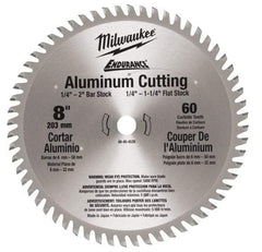 Milwaukee Tool - 8" Diam, 5/8" Arbor Hole Diam, 60 Tooth Wet & Dry Cut Saw Blade - Carbide-Tipped, Burr-Free & Smooth Action, Standard Round Arbor - Benchmark Tooling