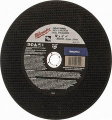 Milwaukee Tool - 12" 24 Grit Aluminum Oxide Cutoff Wheel - 1/8" Thick, 1" Arbor, 6,360 Max RPM, Use with Angle Grinders - Benchmark Tooling