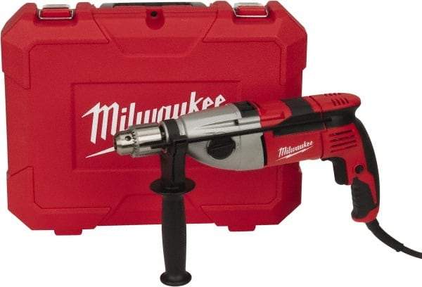 Milwaukee Tool - 120 Volt 1/2" Keyed Chuck Electric Hammer Drill - 0 to 24,000 & 0 to 56,000 BPM, 0 to 1,500 & 0 to 3,500 RPM - Benchmark Tooling