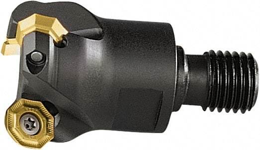 Seco - 43° Lead Angle, 50mm Max Cut Diam, 42mm Min Cut Diam, 3.5mm Max Depth of Cut, Indexable Chamfer and Angle End Mill - 3 Inserts, OF.. 05.. Insert Style, 40mm Overall Length, Through Coolant, Modular Connection - Benchmark Tooling