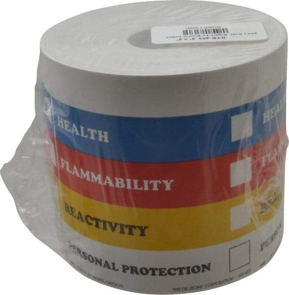 Made in USA - Health, Flammability, Reactivity, Personal Protection Shipping Label - 4" High x 4" Wide - Benchmark Tooling