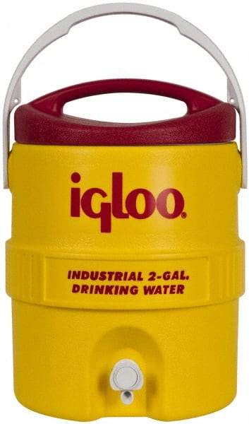 Igloo - 2 Gal Beverage Cooler - Plastic, Yellow/Red - Benchmark Tooling