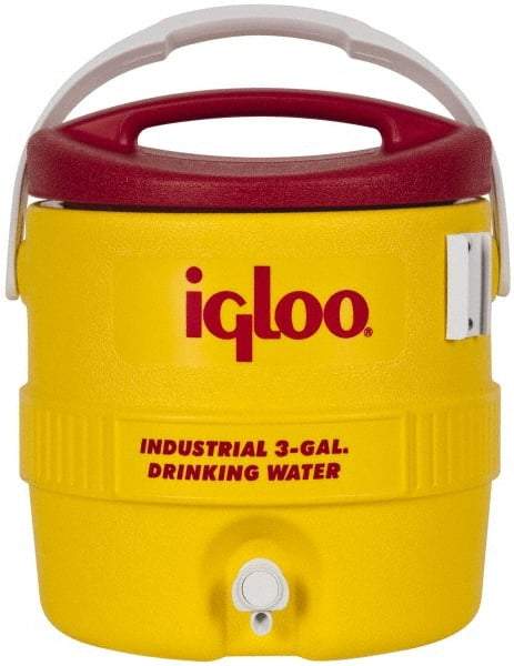 Igloo - 3 Gal Beverage Cooler - Plastic, Yellow/Red - Benchmark Tooling