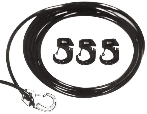 Polyflex - 10' Long x 1/4" Diam, Blue Tie Down Rope Kit - With 4 Hooks - Benchmark Tooling