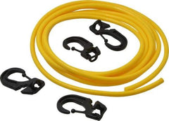 Polyflex - 10' Long x 1/4" Diam, Yellow Tie Down Rope Kit - With 4 Hooks - Benchmark Tooling