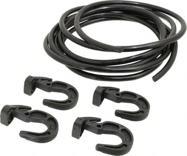 Polyflex - 10' Long x 5/16" Diam, Black Tie Down Rope Kit - With 4 Hooks - Benchmark Tooling
