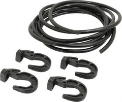Polyflex - 10' Long x 5/16" Diam, Black Tie Down Rope Kit - With 4 Hooks - Benchmark Tooling