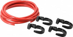 Polyflex - 10' Long x 5/16" Diam, Red Tie Down Rope Kit - With 4 Hooks - Benchmark Tooling