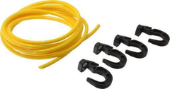 Polyflex - 10' Long x 5/16" Diam, Yellow Tie Down Rope Kit - With 4 Hooks - Benchmark Tooling