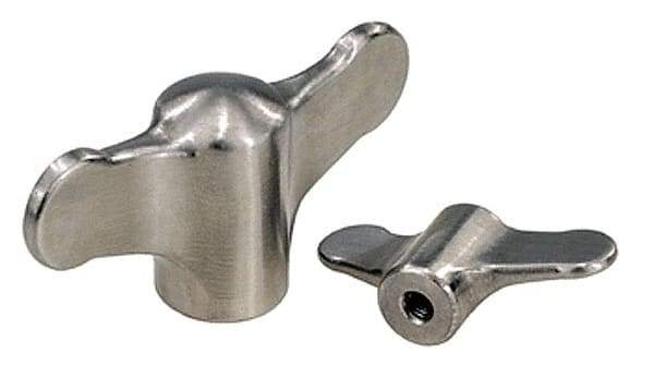 KIPP - 10-24 Hole Thread, 50mm Head Length, Stainless Steel, Tapped Bar / Wing Knob - 2.3mm Hole Depth, 14mm Hub Diam, 11.5mm Hub Height - Benchmark Tooling