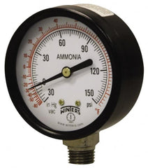 Winters - 4" Dial, 1/4 Thread, 30-0-300 Scale Range, Pressure Gauge - Lower Connection Mount, Accurate to 3-2-3% of Scale - Benchmark Tooling