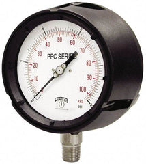 Winters - 4-1/2" Dial, 1/2 Thread, 0-400 Scale Range, Pressure Gauge - Lower Connection Mount, Accurate to 0.5% of Scale - Benchmark Tooling