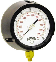 Winters - 4-1/2" Dial, 1/4 Thread, 0-400 Scale Range, Pressure Gauge - Lower Connection Mount, Accurate to 0.5% of Scale - Benchmark Tooling