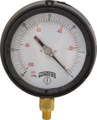 Winters - 4-1/2" Dial, 1/4 Thread, 30-0 Scale Range, Pressure Gauge - Lower Connection Mount, Accurate to 0.5% of Scale - Benchmark Tooling